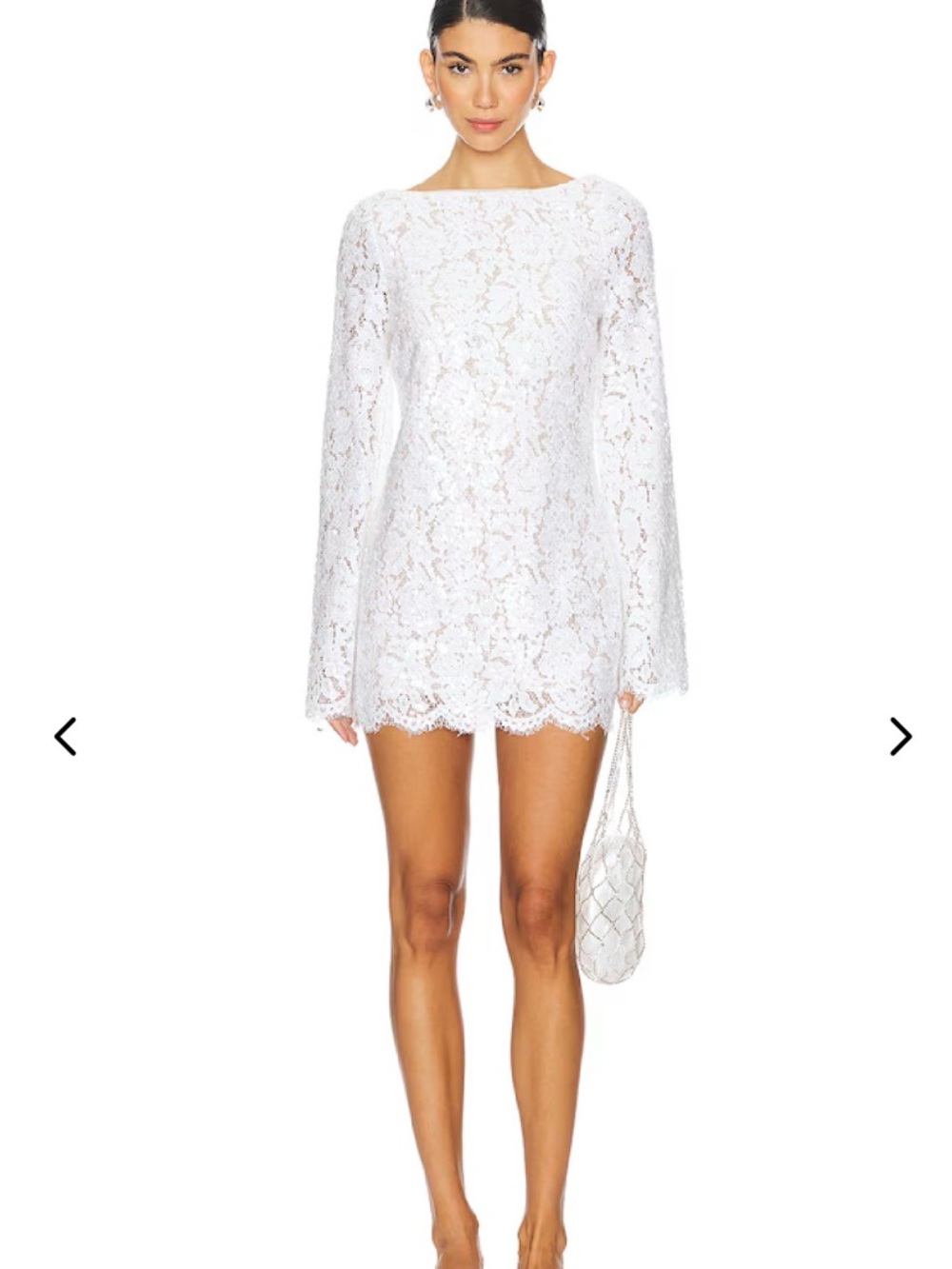 Lovers + Friends White Lace Long-Sleeve Mini Dress